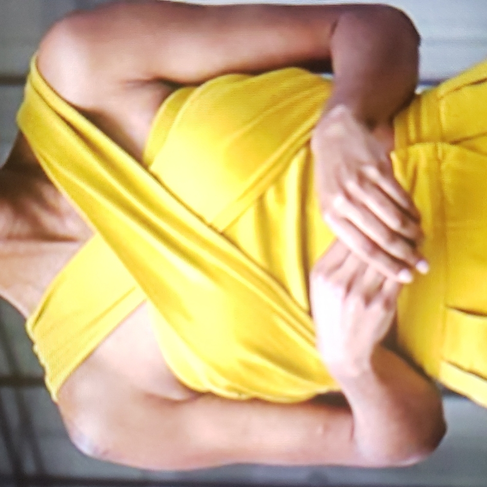 The Drop Women's Citronella Wrap-around Rib Bustier Cropped Top by Signedblake